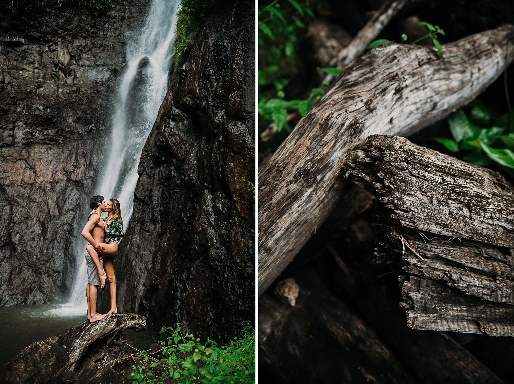 Photos de couple sous une cascade à Tahiti - MG Photographe tahiti