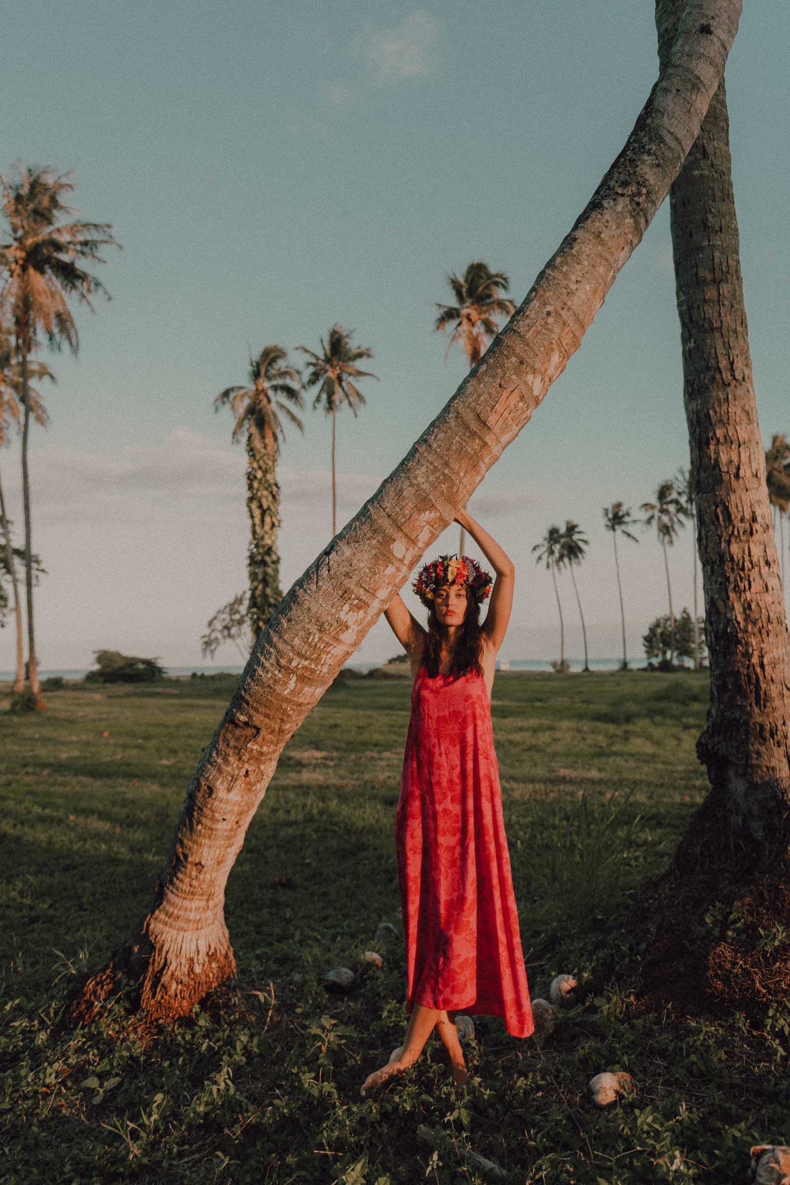 Séance photo sous les cocotiers à Tahiti