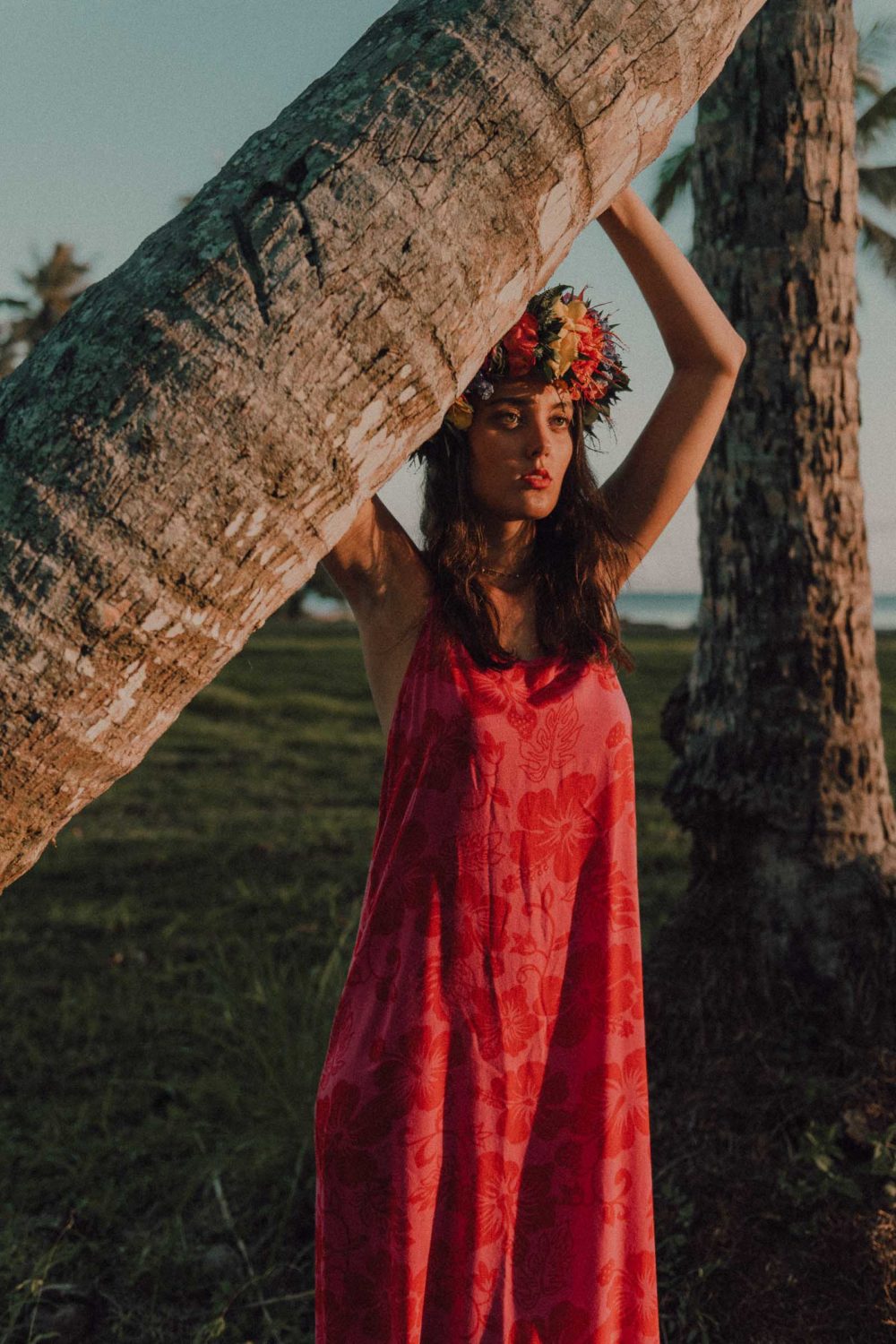 Séance photo sous les cocotiers à Tahiti