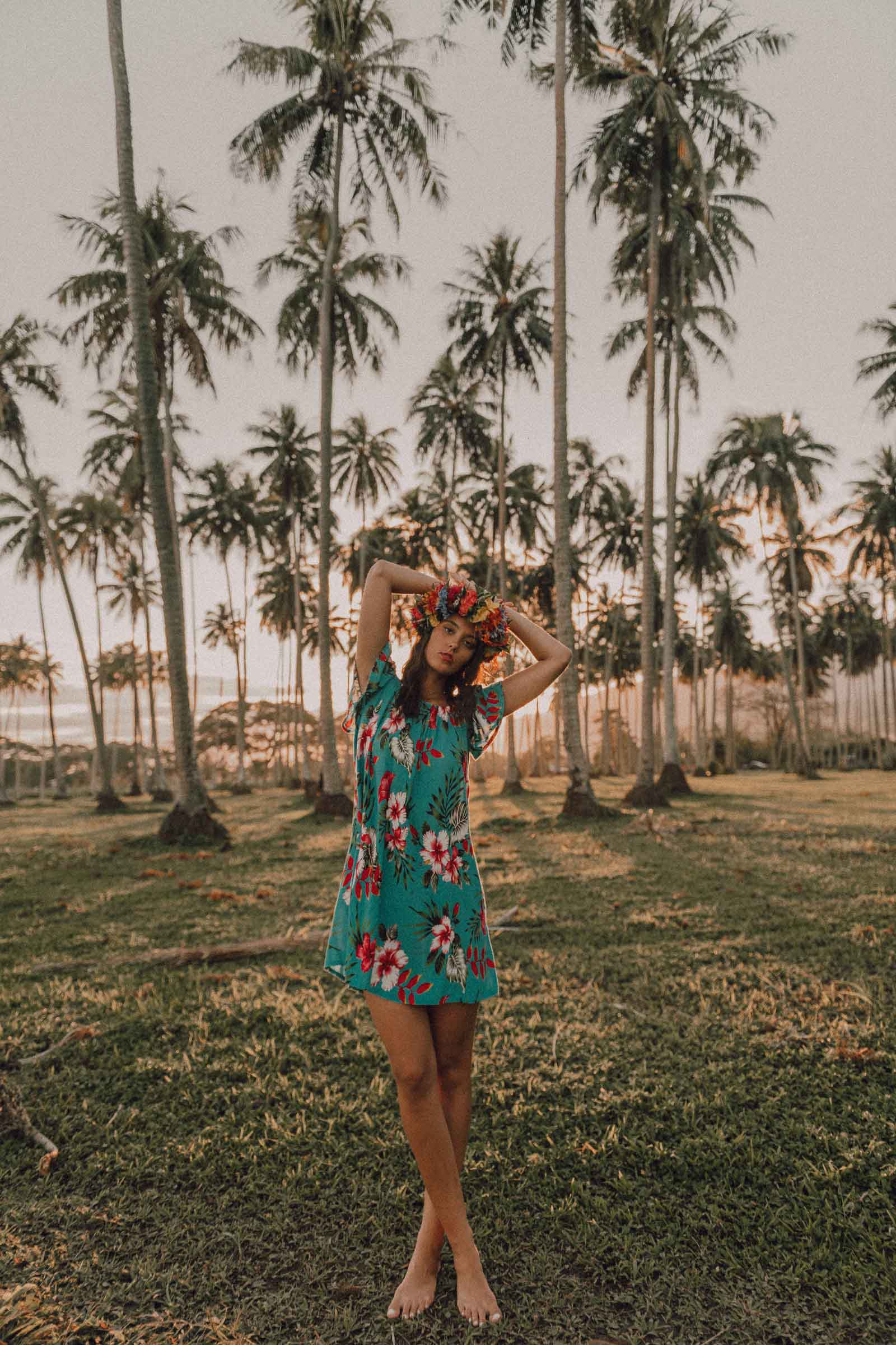 Séance photo sous les cocotiers à Tahiti