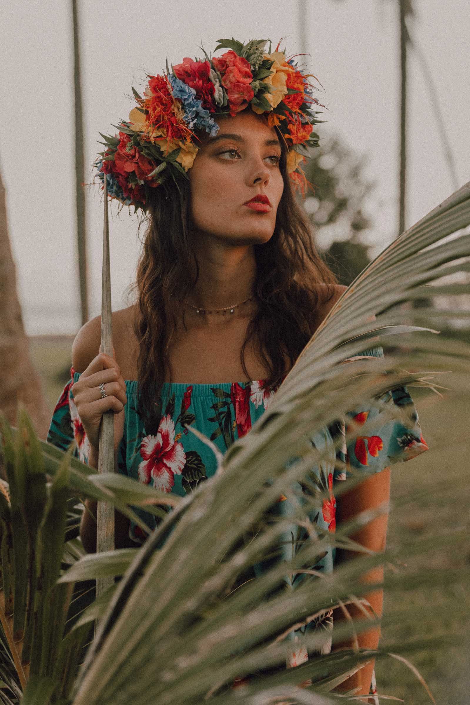 Séance photo sous les cocotiers à Tahiti