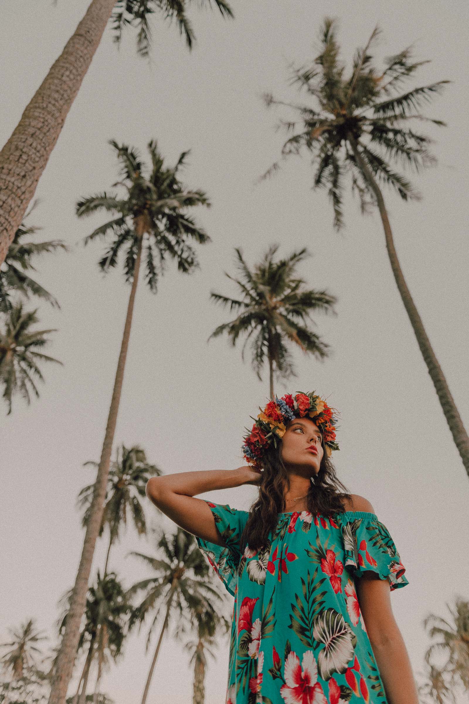 Séance photo sous les cocotiers à Tahiti