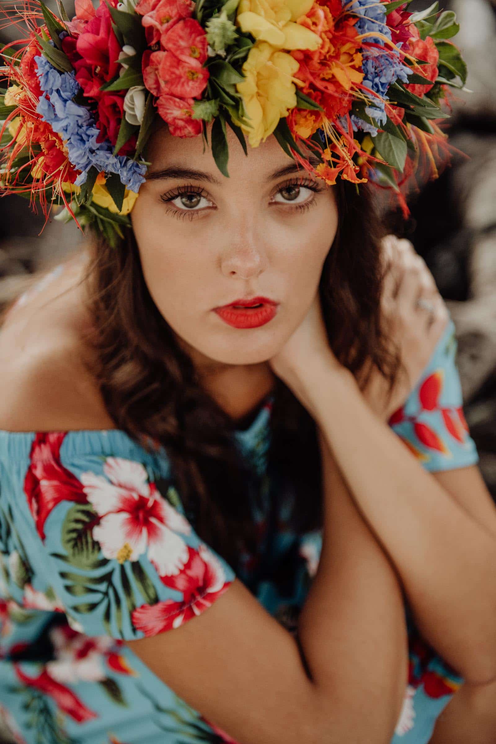 Séance photo sous les cocotiers à Tahiti