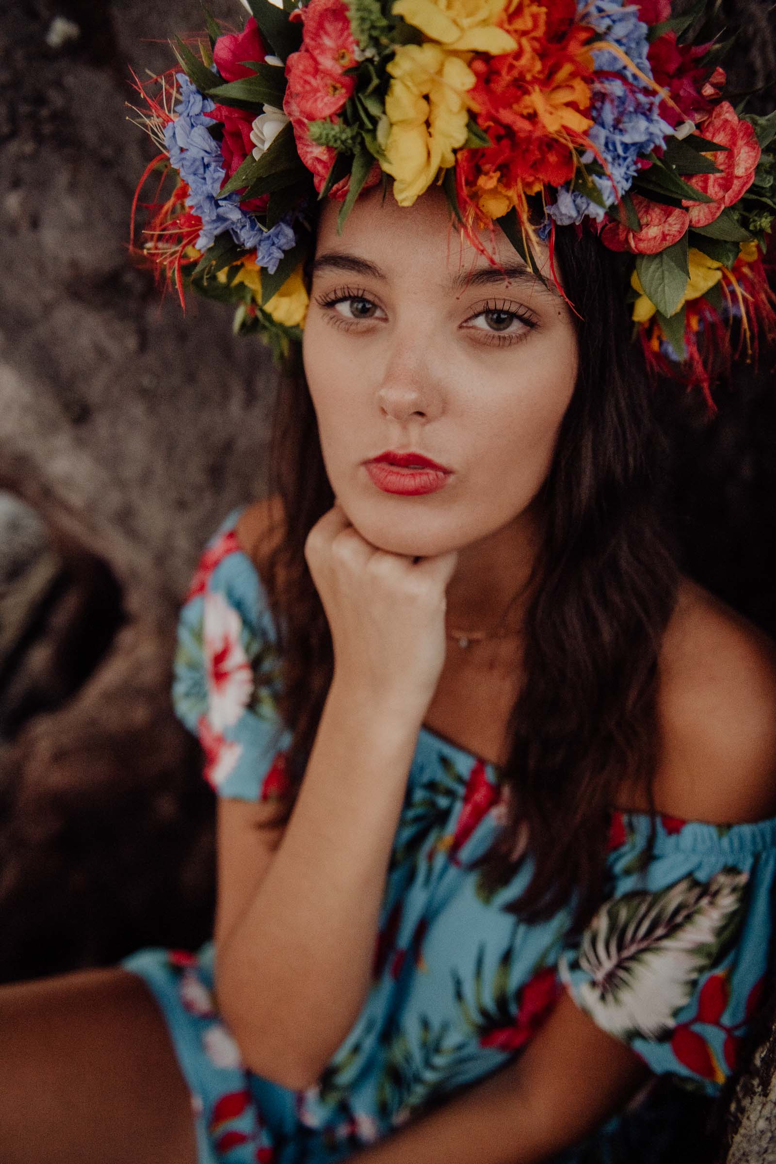 Séance photo sous les cocotiers à Tahiti