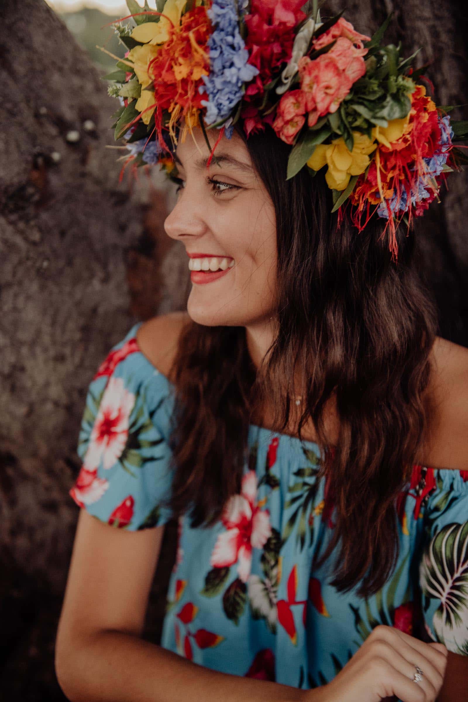 Séance photo sous les cocotiers à Tahiti
