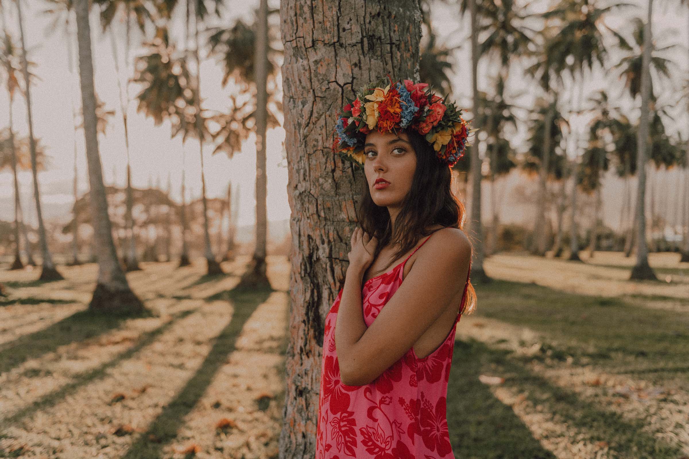 Séance photo sous les cocotiers à Tahiti