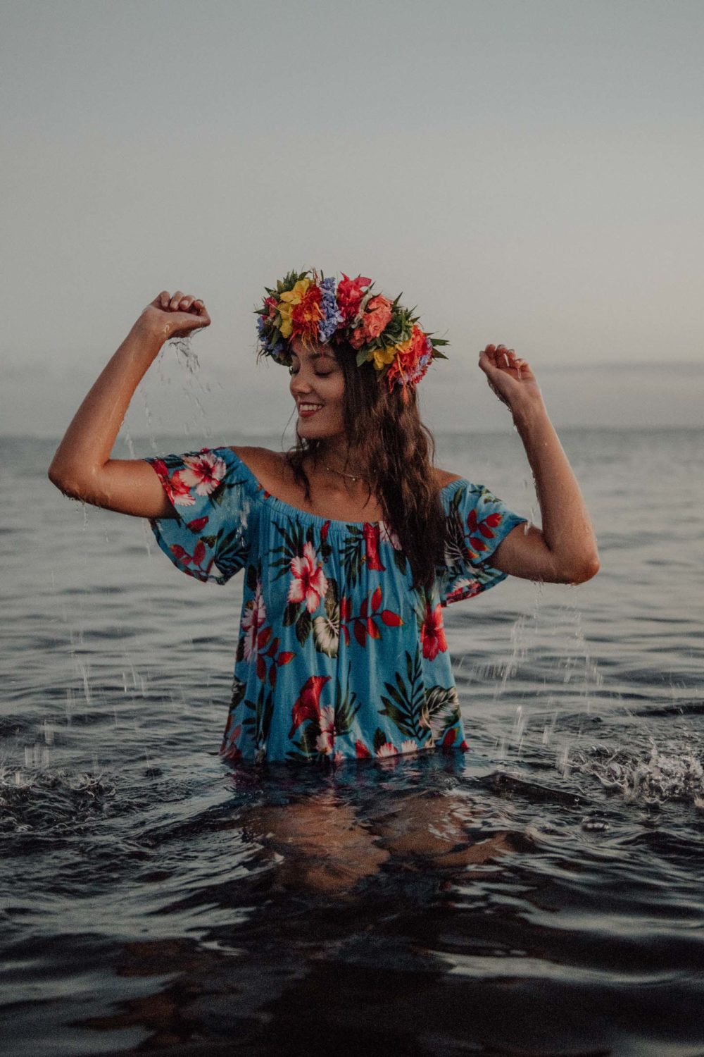 Séance photo sous les cocotiers à Tahiti