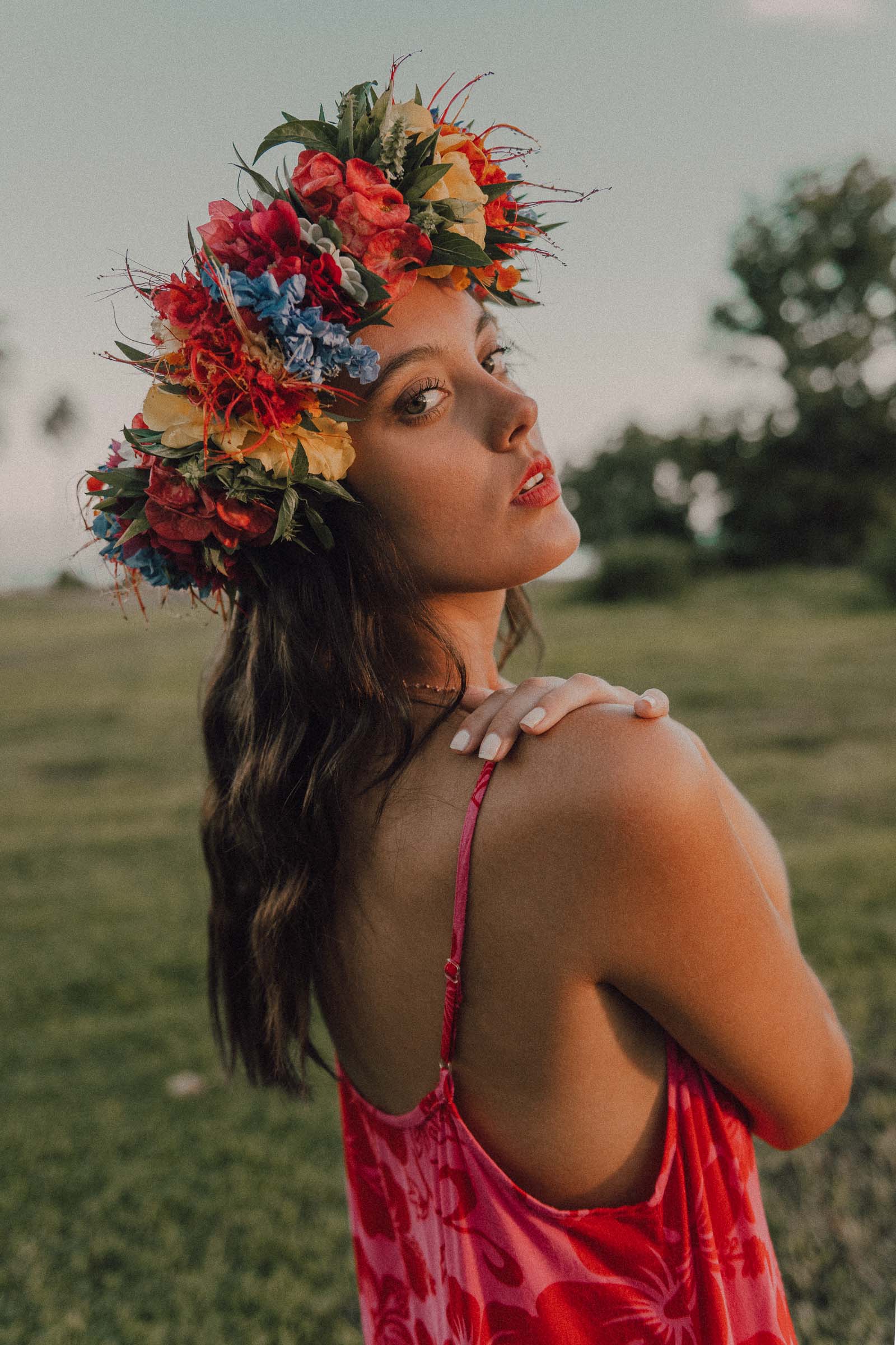 Séance photo sous les cocotiers à Tahiti