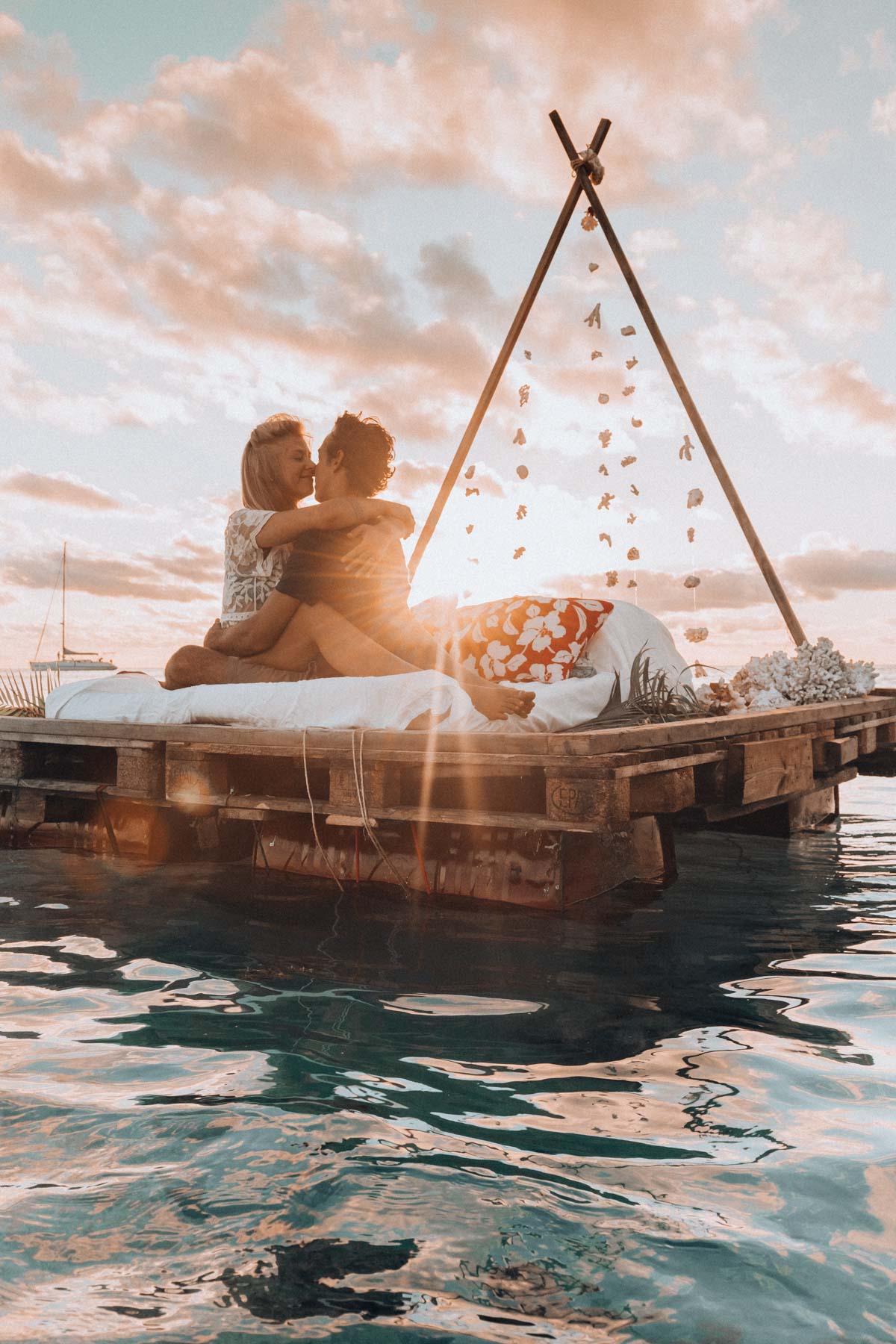 Un lit sur le lagon Moorea