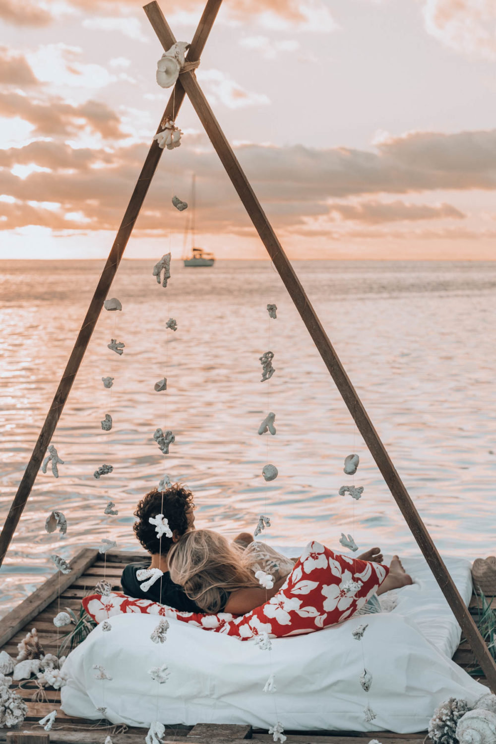 Un lit sur le lagon Moorea