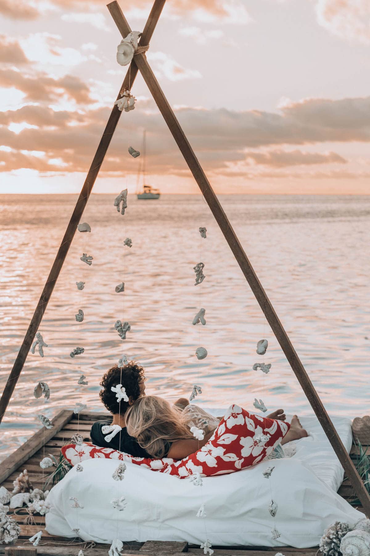 Un lit sur le lagon Moorea