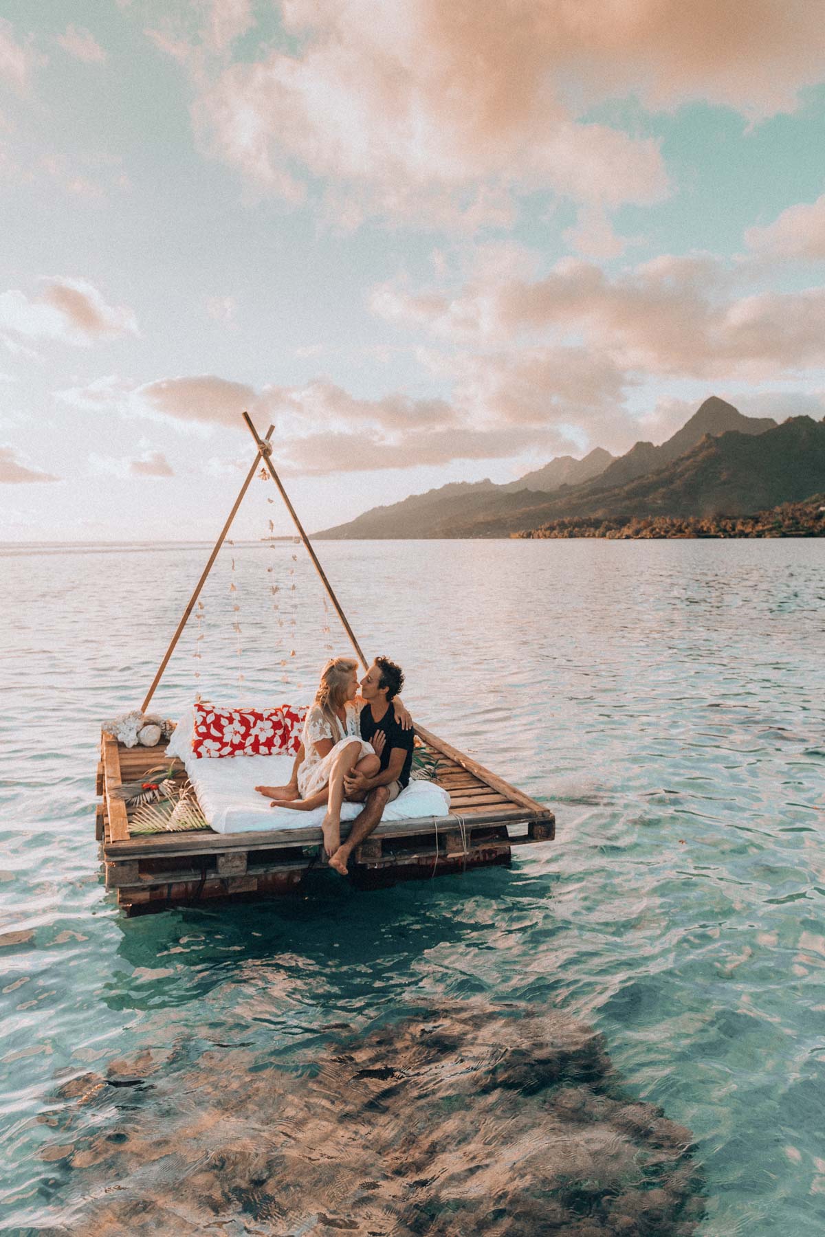 Un lit sur le lagon Moorea