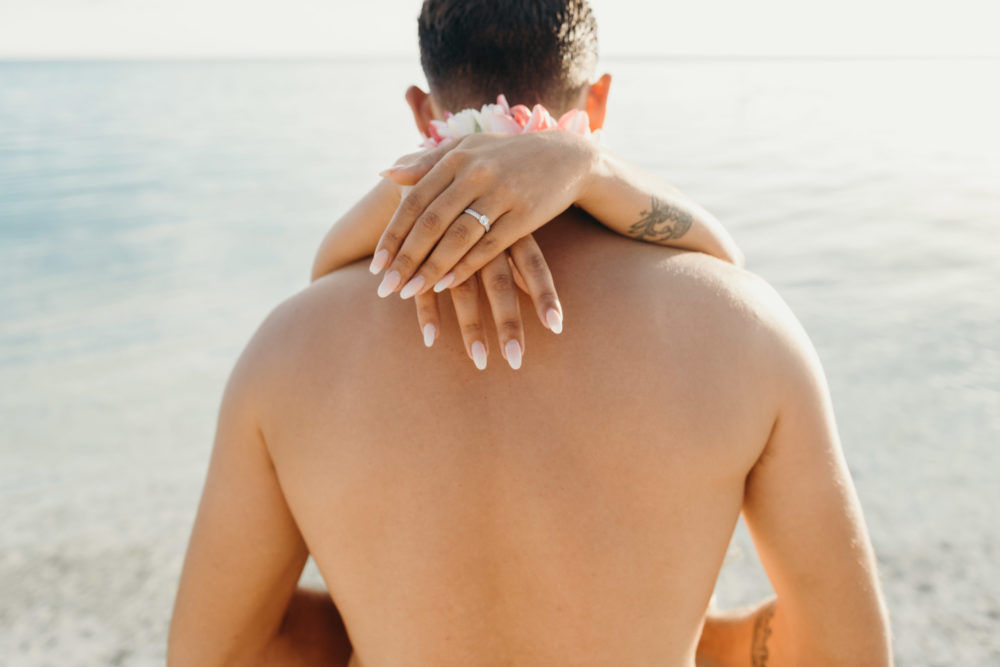 Couple photoshoot Matira Beach Bora Bora