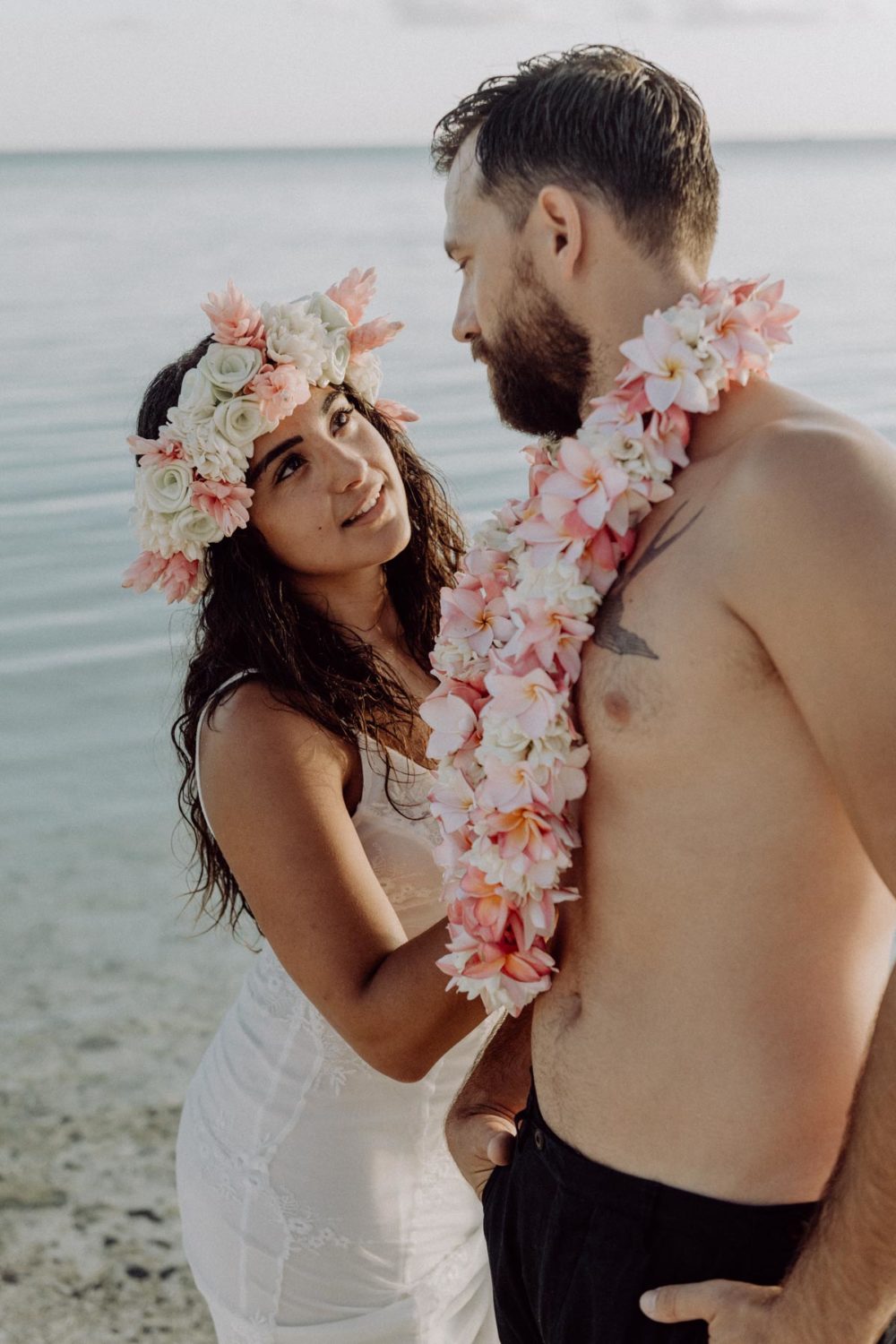 Couple photoshoot Matira Beach Bora Bora