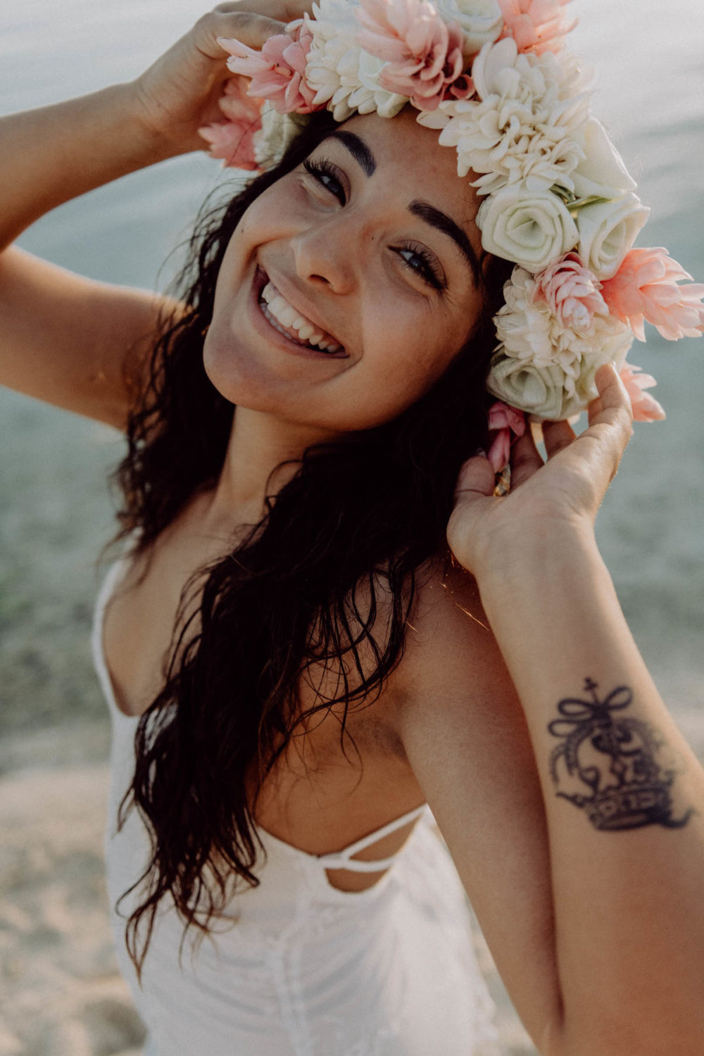Couple photoshoot Matira Beach Bora Bora