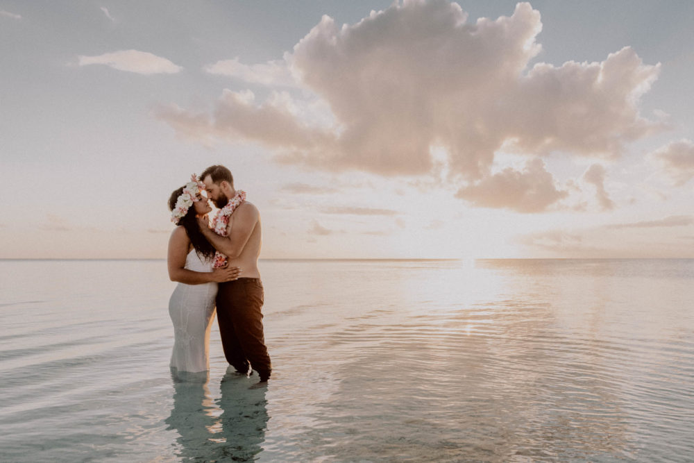 Couple photoshoot Matira Beach Bora Bora
