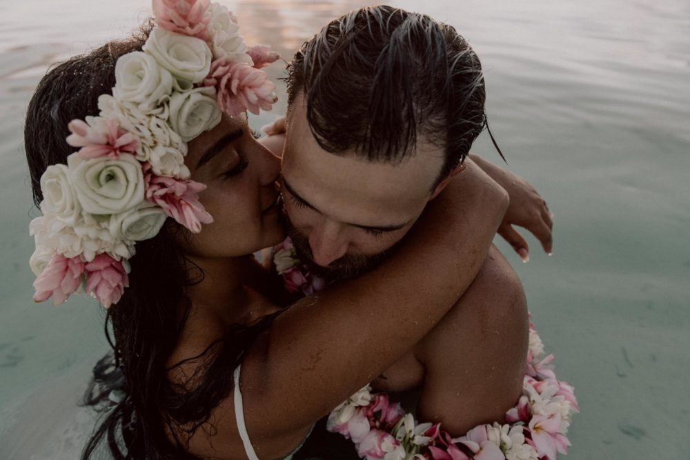 Couple photoshoot Matira Beach Bora Bora