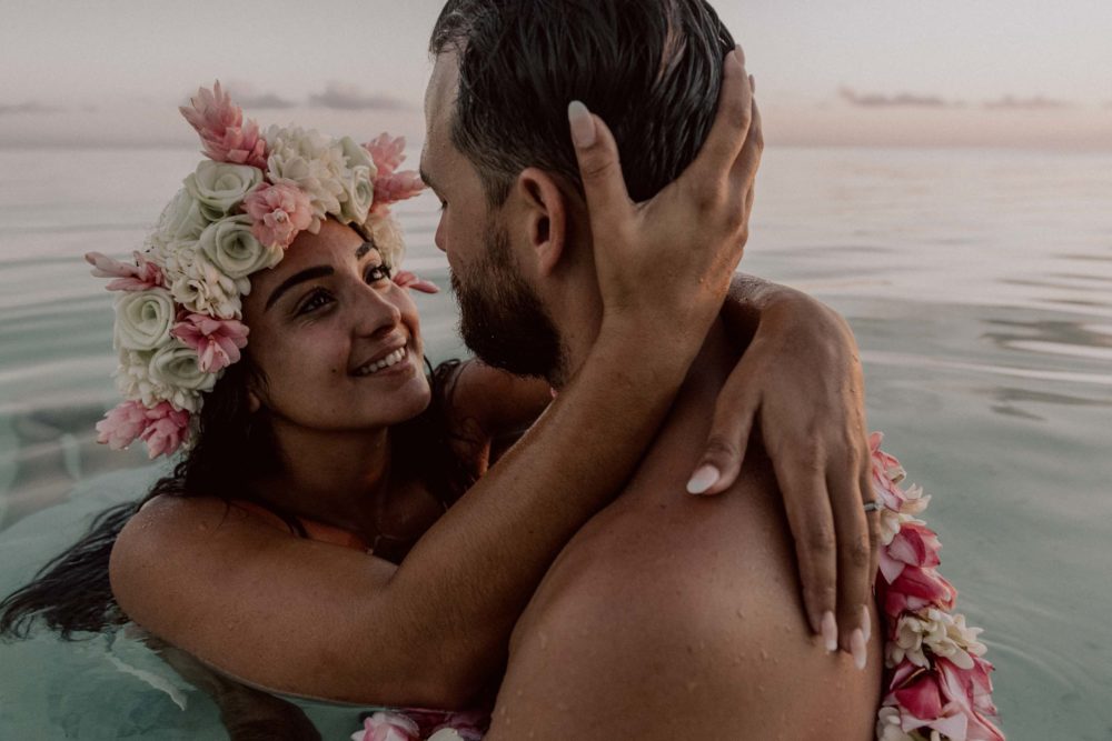 Couple photoshoot Matira Beach Bora Bora