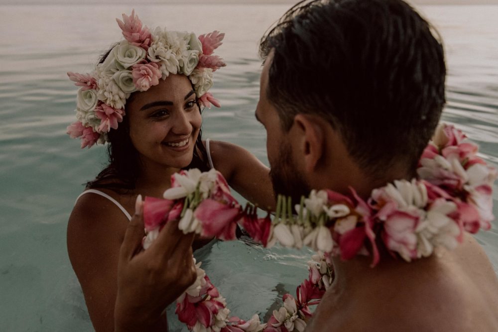 Couple photoshoot Matira Beach Bora Bora