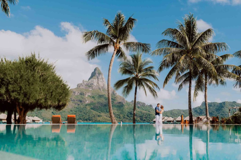 photoshoot at the Intercontinental Thalasso Bora Bora main pool